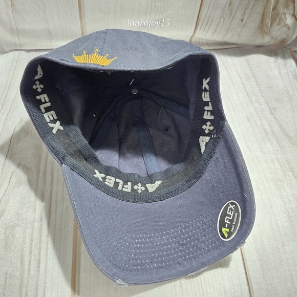 Budweiser Flex Hat Blue Gold Distressed NOS Drew Pearson Script Embroidery 2007 - Picture 5 of 8